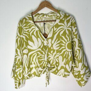 Christian Siriano Linen Blend Cropped Shirt Size Medium NEW *L43